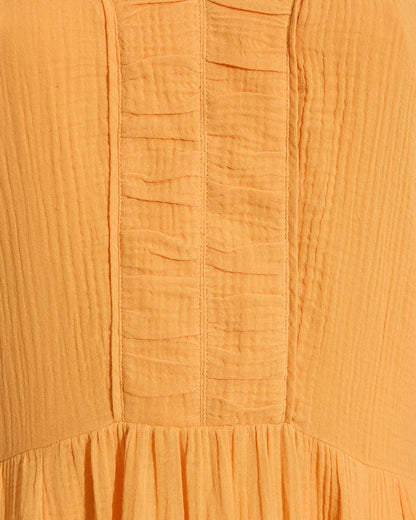 Chloe V-Neck Midi Dress in Crinkle Cotton Orange - Draper James