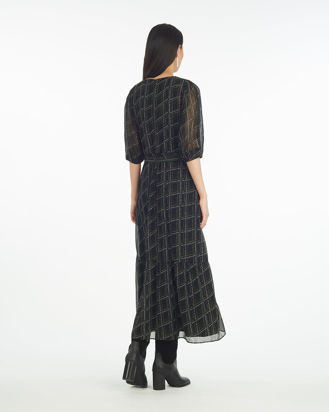 Sophie Tie Waist Midi Dress in Dainty Check Dainty Check - Draper James