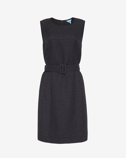 Sadie Belted Shift Dress in Tweed Black - Draper James