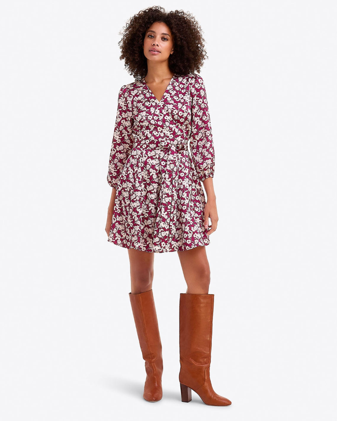 Jordan Long-Sleeve Wrap Dress – Alternate Satin Purple Multi - Draper James