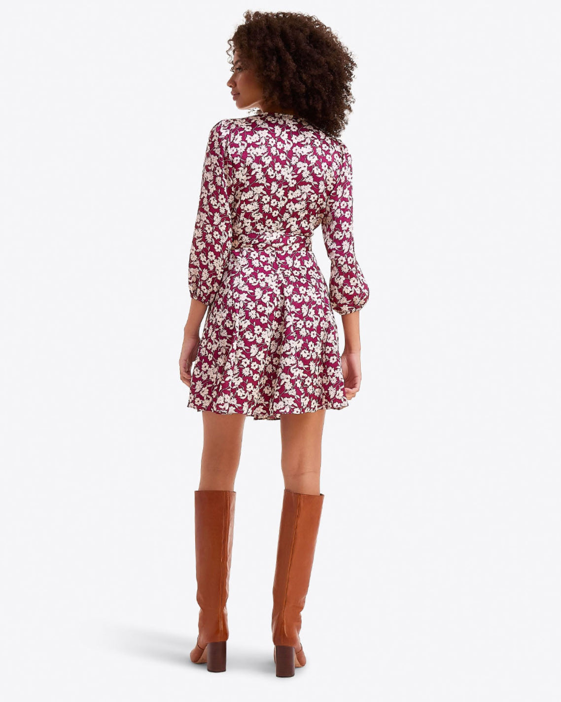 Jordan Long-Sleeve Wrap Dress – Alternate Satin Purple Multi - Draper James