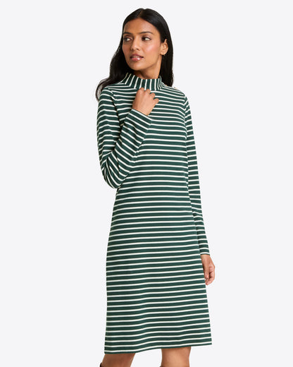 Elsie Turtleneck Dress in Green Stripe Green Mariner Stripe - Draper James