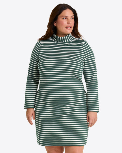 Elsie Turtleneck Dress in Green Stripe Green Mariner Stripe - Draper James