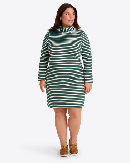 Elsie Turtleneck Dress in Green Stripe Green Mariner Stripe - Draper James
