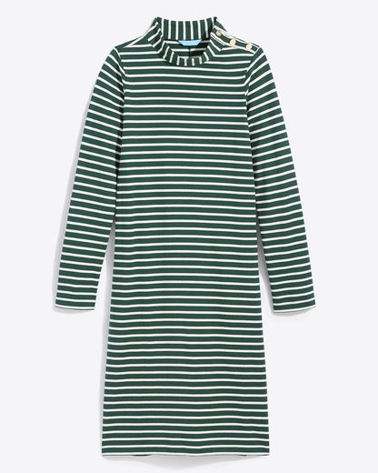Elsie Turtleneck Dress in Green Stripe Green Mariner Stripe - Draper James