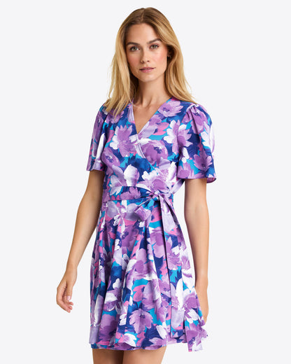 Wendy Wrap Dress Purple Watercolor Floral - Draper James