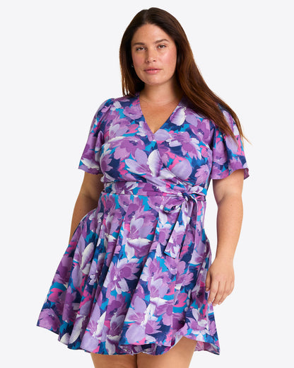 Wendy Wrap Dress Purple Watercolor Floral - Draper James