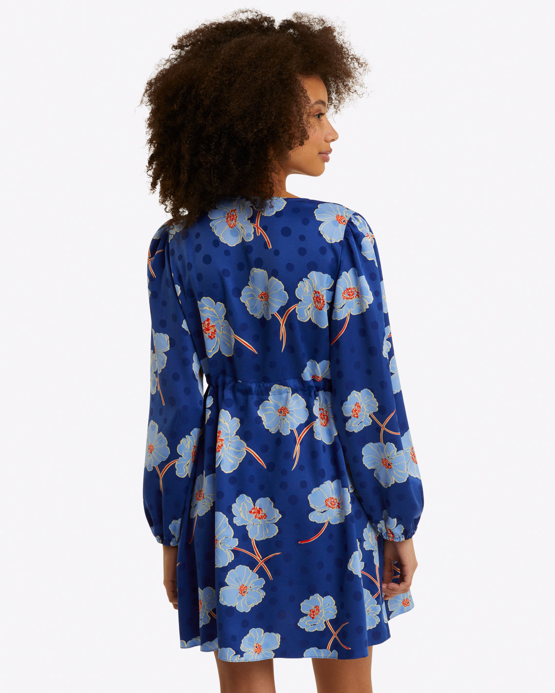 Kellie Babydoll Dress in Printed Dot Jacquard Poppy Dot Jacquard - Draper James