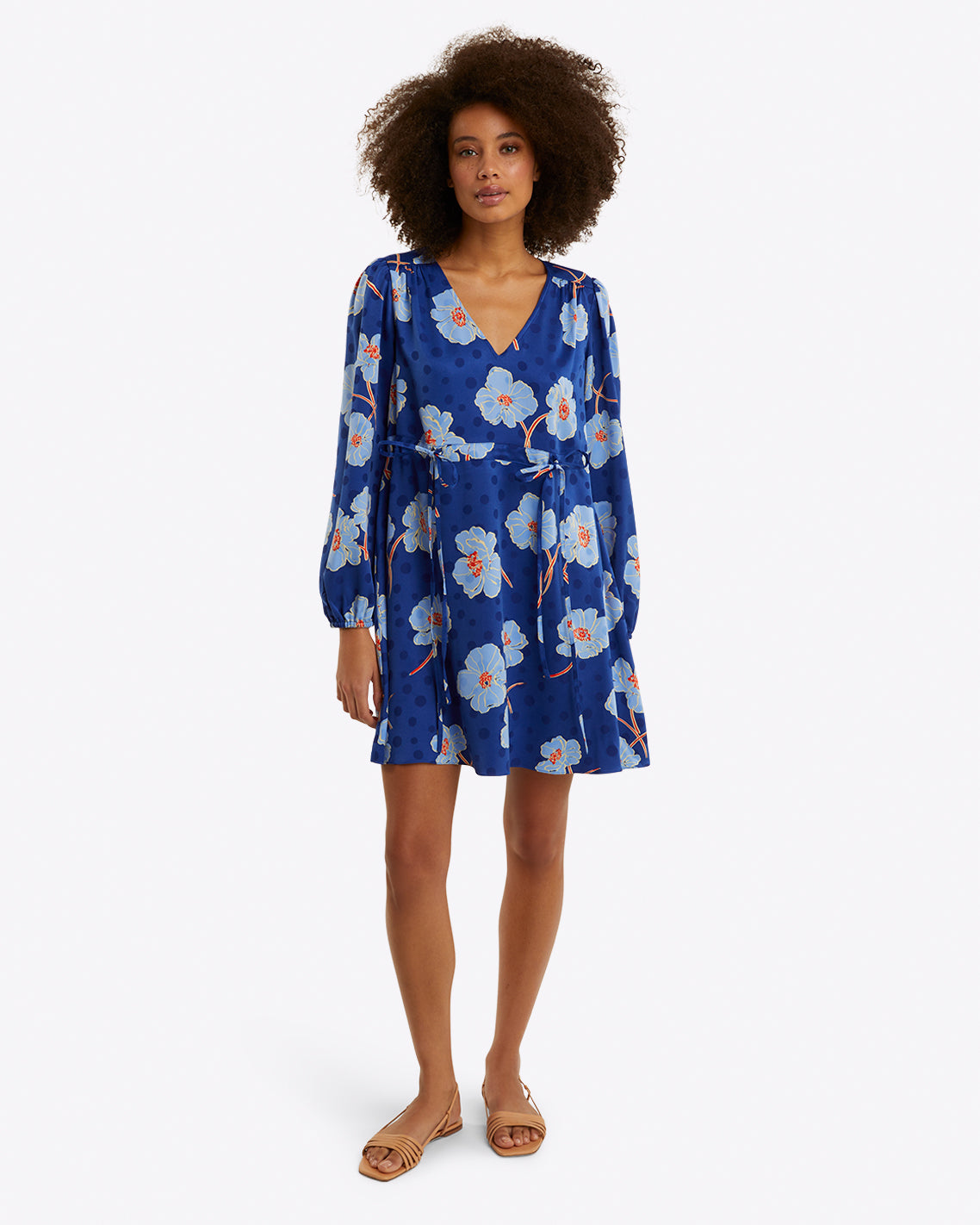 Kellie Babydoll Dress in Printed Dot Jacquard Poppy Dot Jacquard - Draper James
