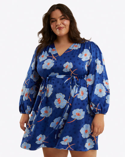 Kellie Babydoll Dress in Printed Dot Jacquard Poppy Dot Jacquard - Draper James