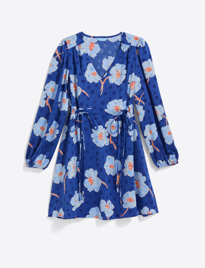 Kellie Babydoll Dress in Printed Dot Jacquard Poppy Dot Jacquard - Draper James