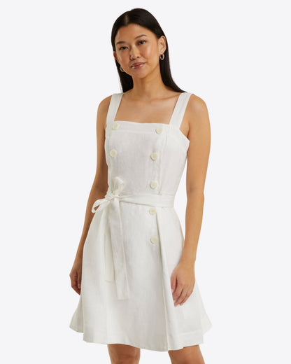 Kylie Love Circle Mini Dress in Linen Magnolia White - Draper James