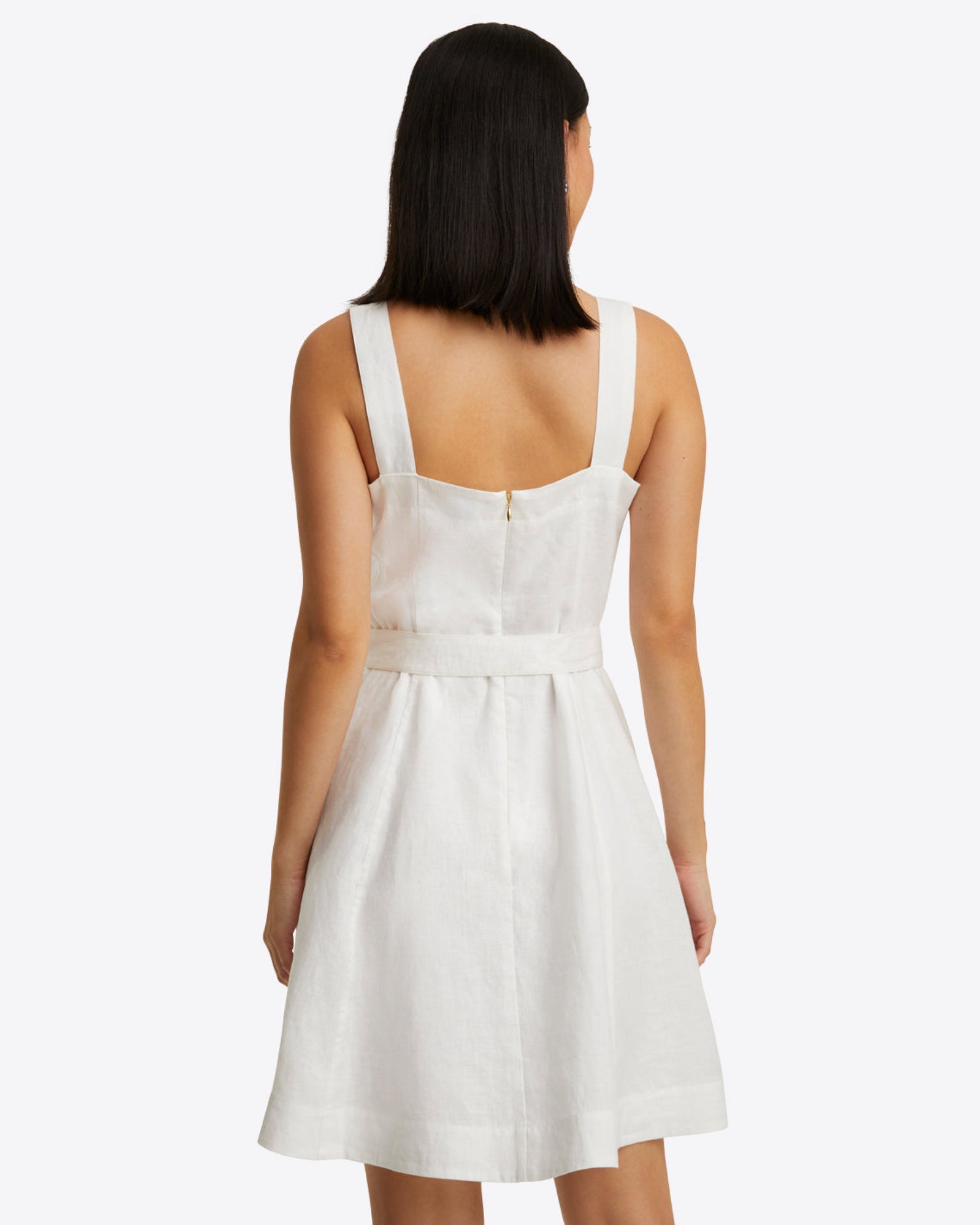 Kylie Love Circle Mini Dress in Linen Magnolia White - Draper James