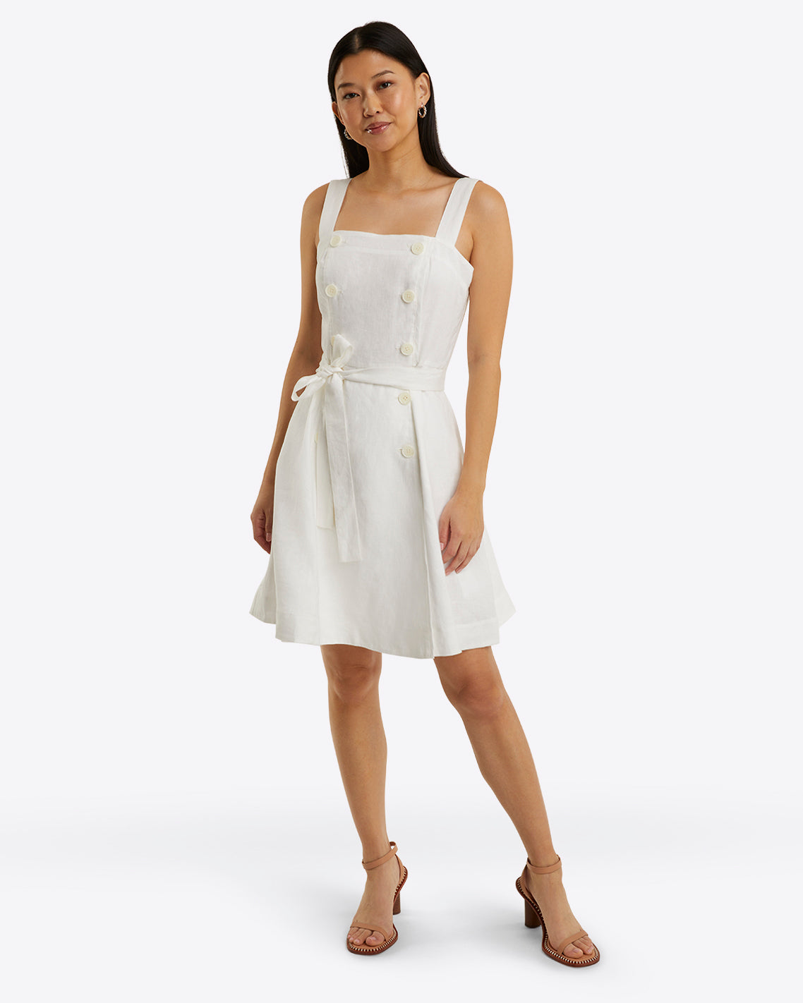 Kylie Love Circle Mini Dress in Linen Magnolia White - Draper James