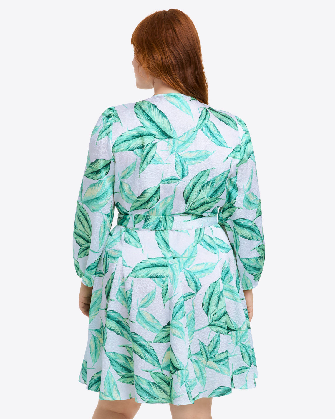 Jordan Long-Sleeve Wrap Dress in Hammered Satin Tropical Leaf - Draper James