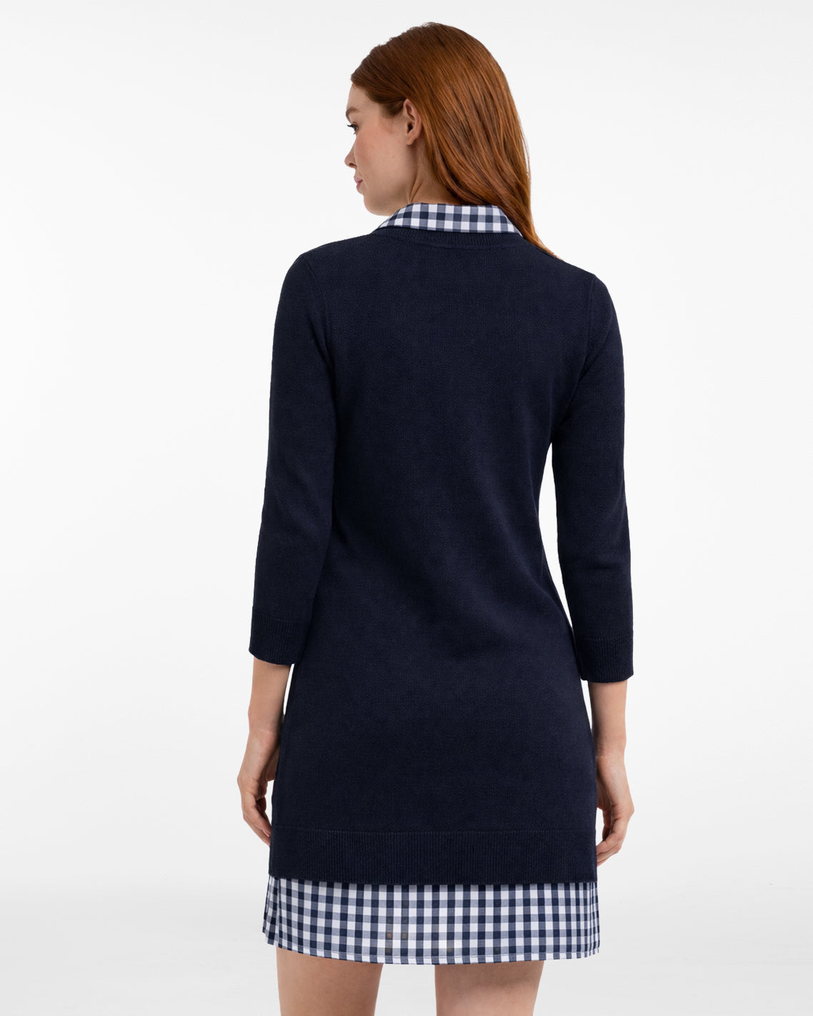 Wool and Cotton Combo Sweaterdress in Navy Nassau Navy - Draper James
