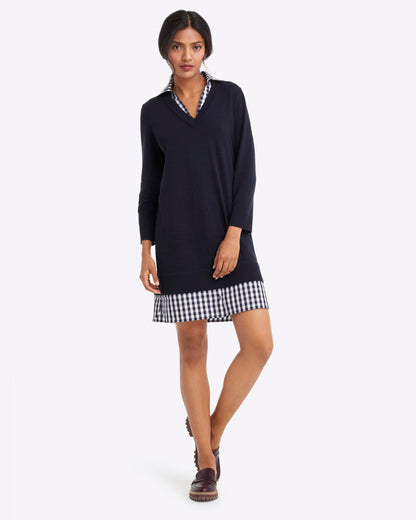 Wool and Cotton Combo Sweaterdress in Navy Nassau Navy - Draper James