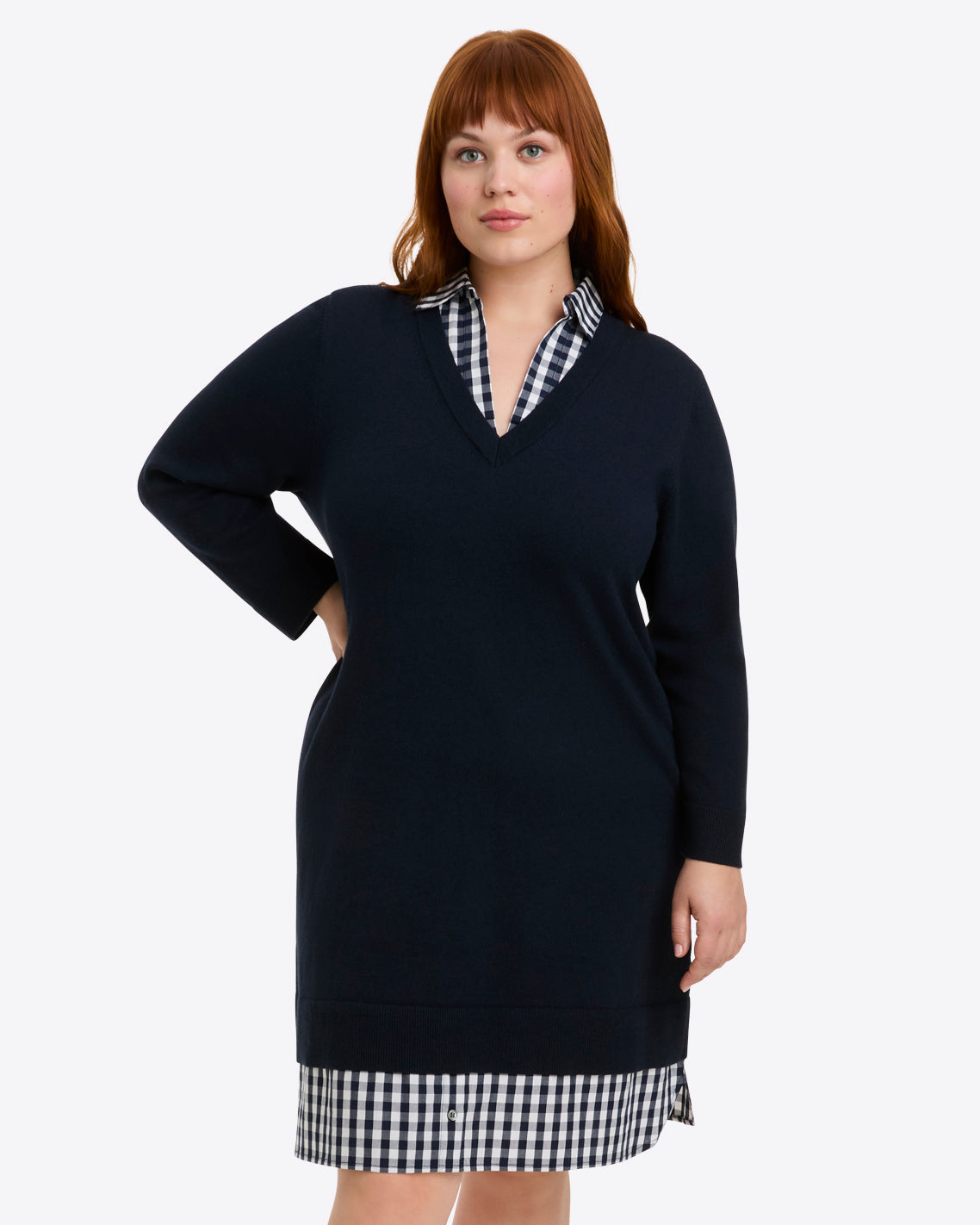 Wool and Cotton Combo Sweaterdress in Navy Nassau Navy - Draper James