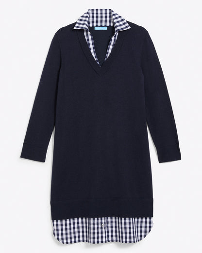 Wool and Cotton Combo Sweaterdress in Navy Nassau Navy - Draper James