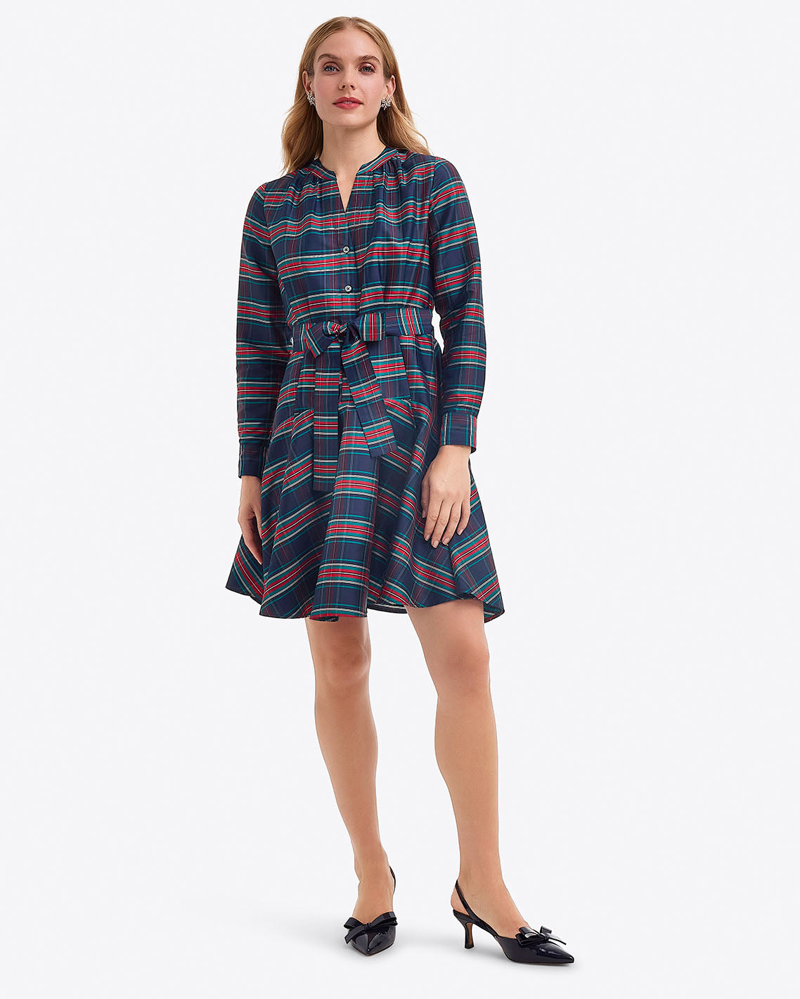 Imogen Mini Shirtdress in Taffeta Georgia Plaid - Draper James