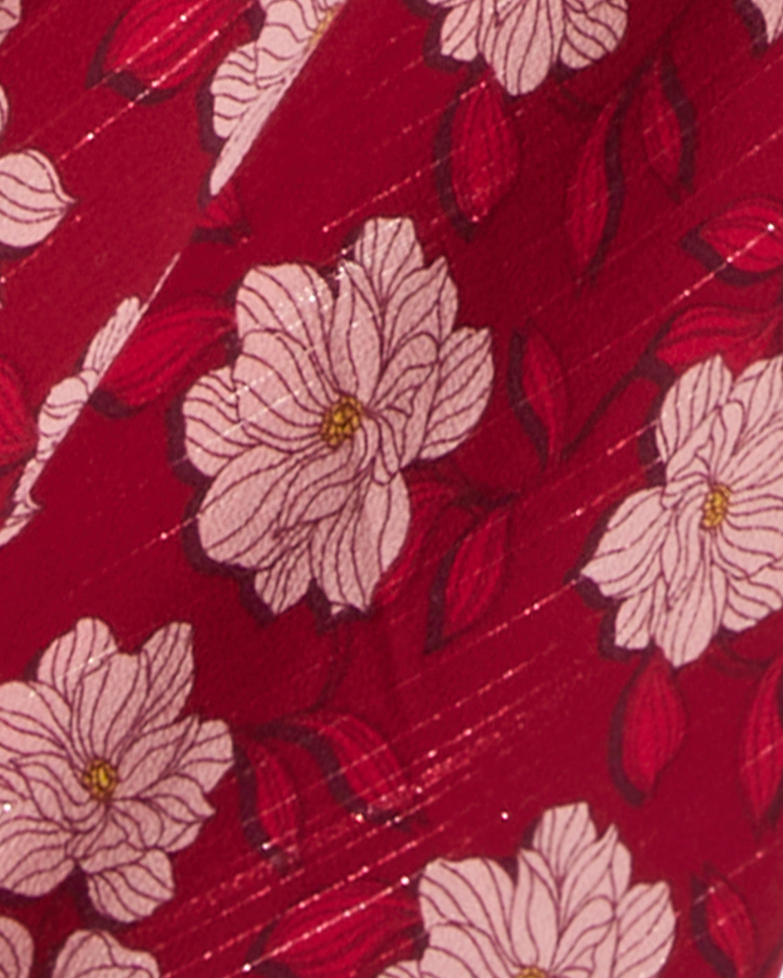 Fiona Wrap Midi Dress in Lurex Crepe Red Magnolia Shadows - Draper James