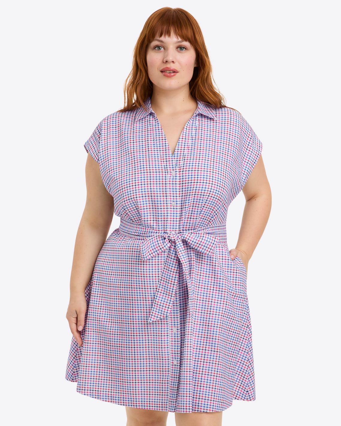 Trisha Shirtdress in Stitched Grid Stitched Grid - Draper James
