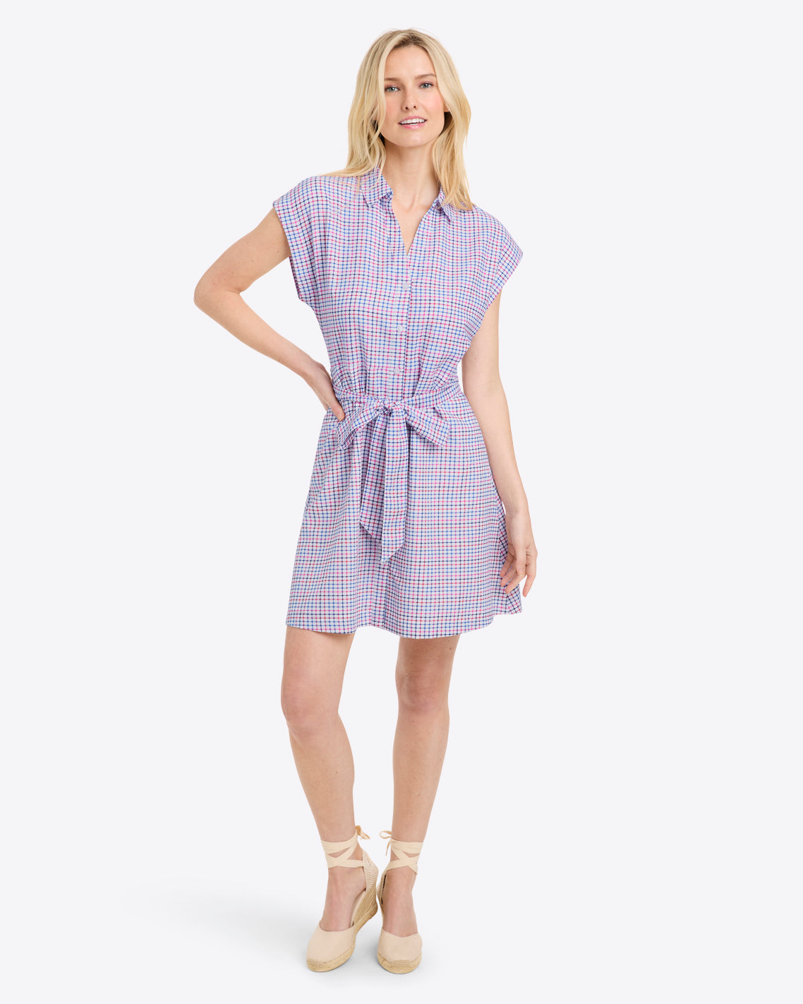 Trisha Shirtdress in Stitched Grid Stitched Grid - Draper James