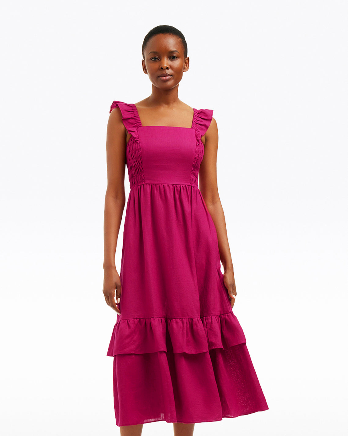 Carrie Midi Dress in Raspberry Pink Raspberry Pink - Draper James