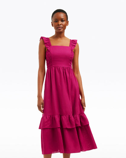 Carrie Midi Dress in Raspberry Pink Raspberry Pink - Draper James