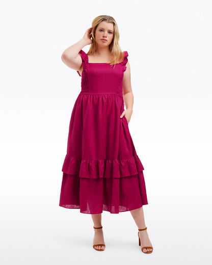 Carrie Midi Dress in Raspberry Pink Raspberry Pink - Draper James