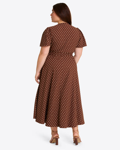Gigi Wrap Dress in Matte Satin Brown - Draper James