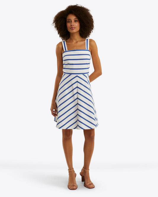 Zoe Love Circle Dress in Cotton Blue Nautical Stripe - Draper James