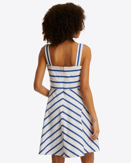 Zoe Love Circle Dress in Cotton Blue Nautical Stripe - Draper James