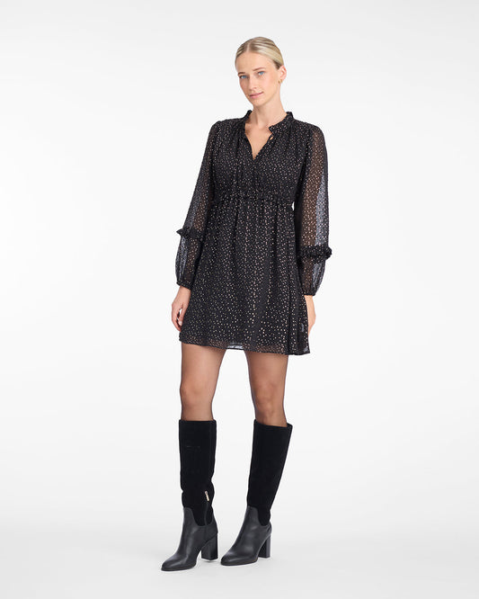 Leah Long-Sleeve Mini Dress in Foil Dot Foil Dot - Draper James