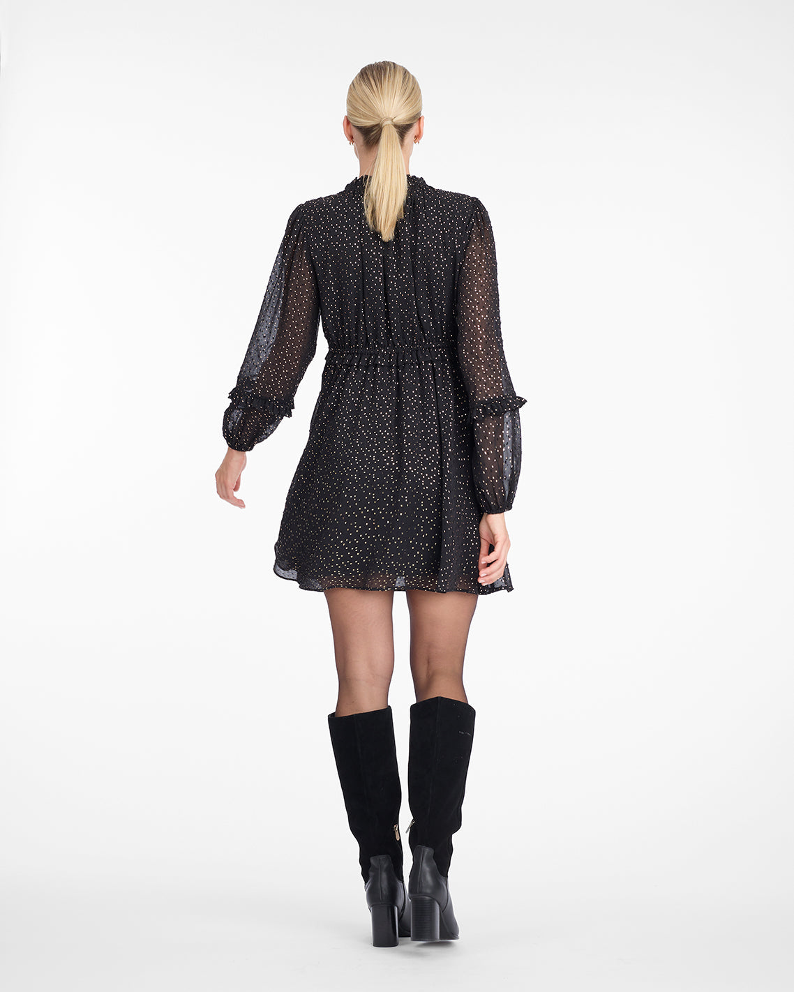 Leah Long-Sleeve Mini Dress in Foil Dot Foil Dot - Draper James