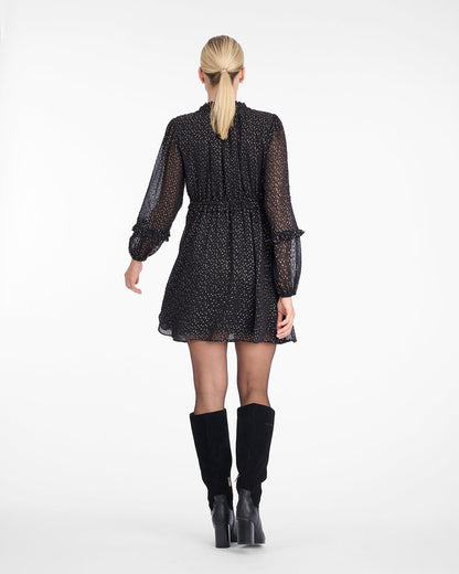 Leah Long-Sleeve Mini Dress in Foil Dot Foil Dot - Draper James