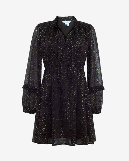 Leah Long-Sleeve Mini Dress in Foil Dot Foil Dot - Draper James