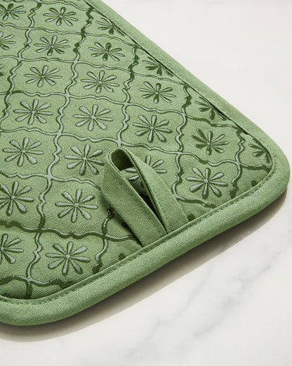 Geometric Floral Pot Holder Set in Seafoam Green - Draper James