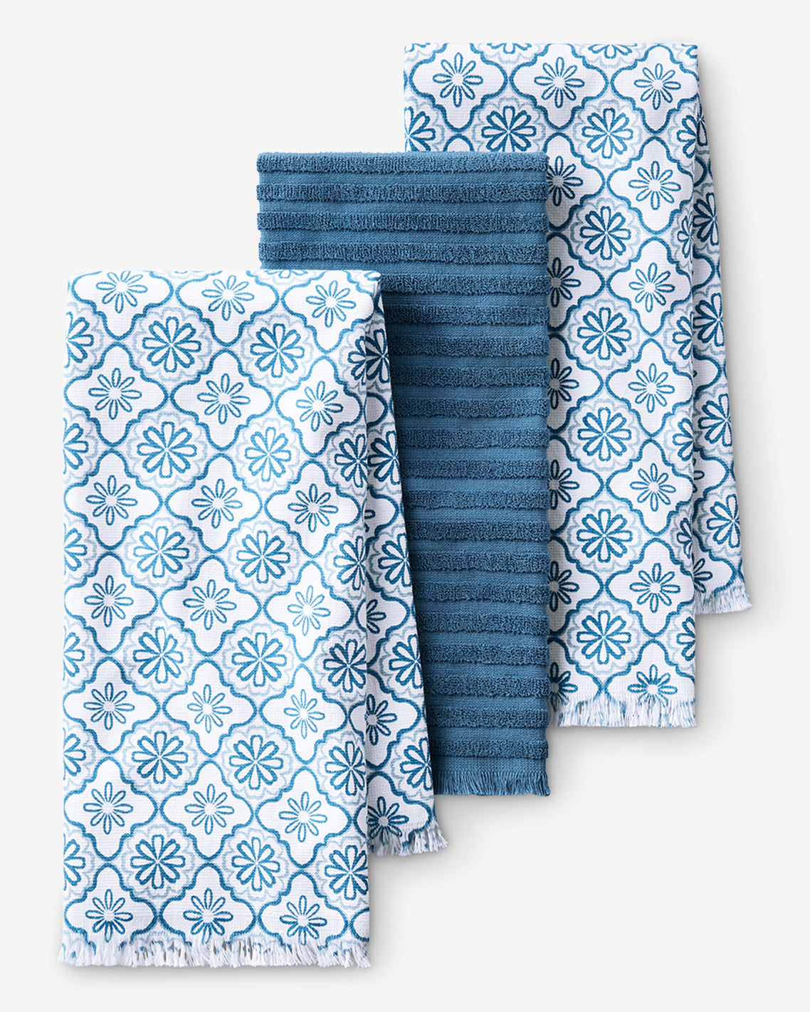 Geometric Floral Kitchen Towel Set in Blue Blue - Draper James