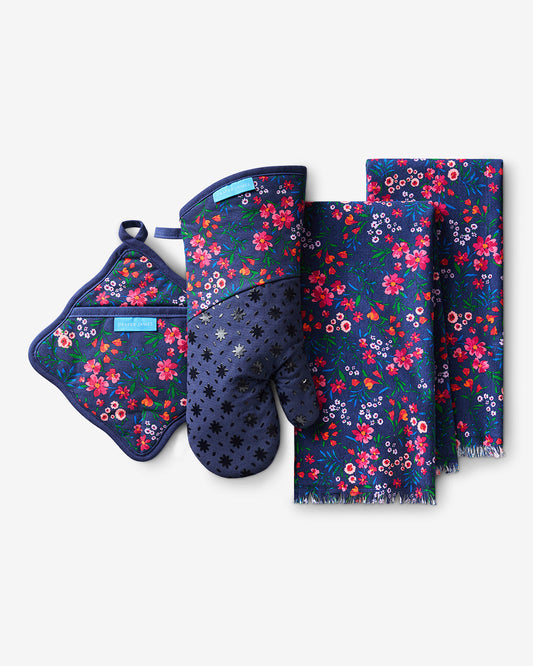 Navy Field Flowers Kitchen Set Nassau Navy Multi - Draper James