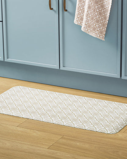 Geometric Floral Kitchen Mat in Natural Natural - Draper James