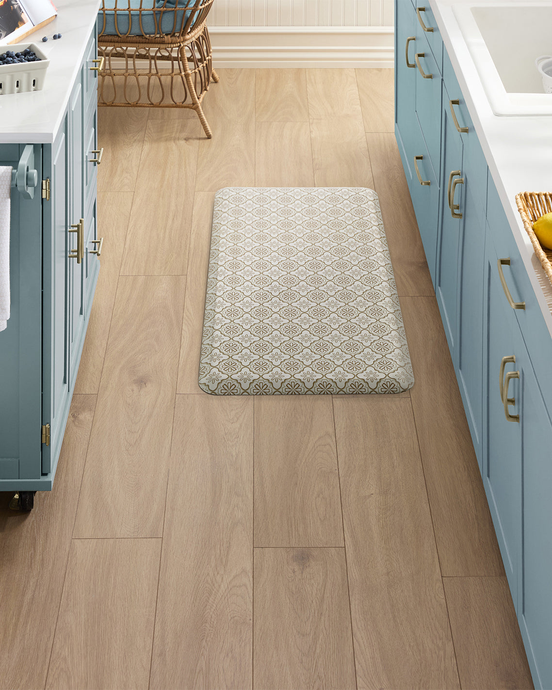 Geometric Floral Kitchen Mat in Natural Natural - Draper James