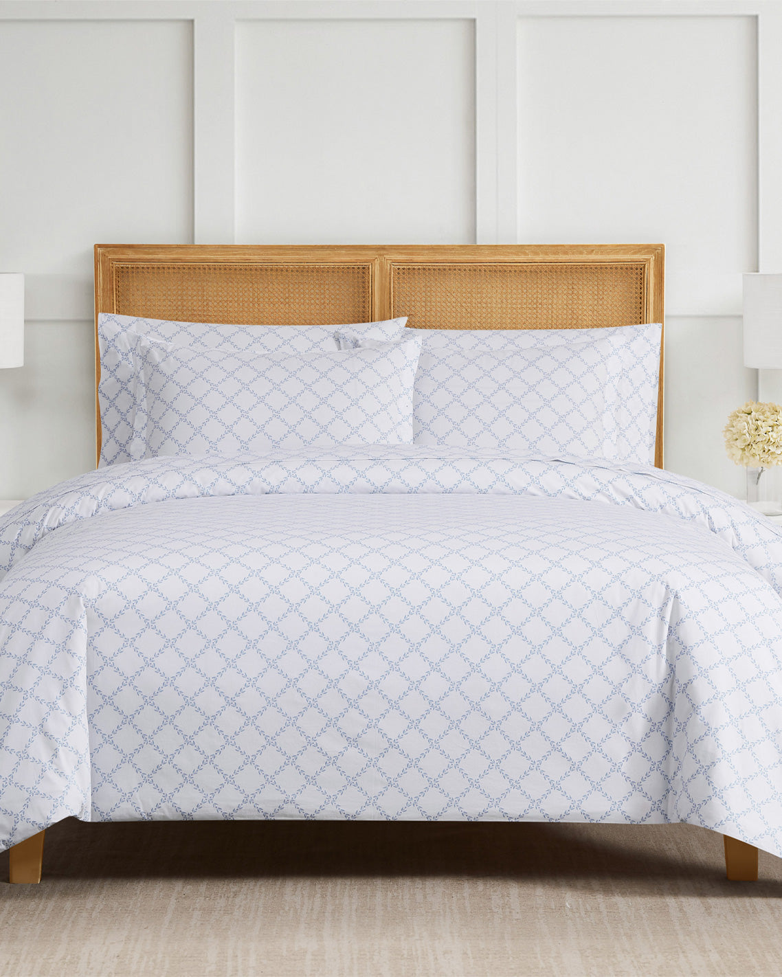 Amy Lattice Cotton Percale Duvet Set Magnolia White Multi - Draper James