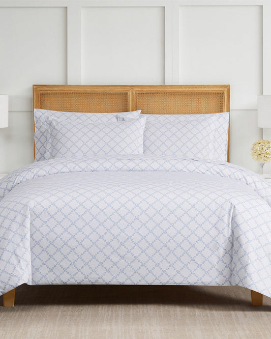 Amy Lattice Cotton Percale Duvet Set Magnolia White Multi - Draper James
