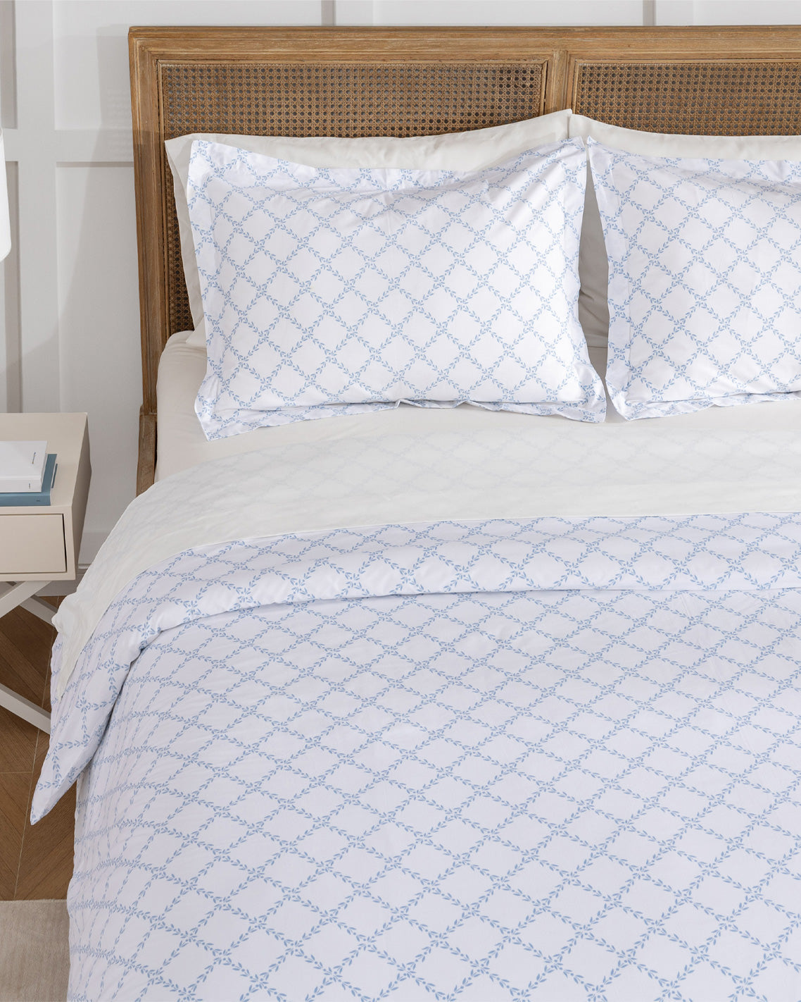 Amy Lattice Cotton Percale Duvet Set Magnolia White Multi - Draper James