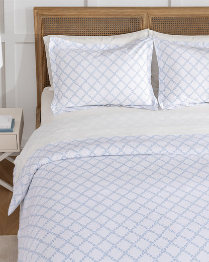 Amy Lattice Cotton Percale Duvet Set Magnolia White Multi - Draper James