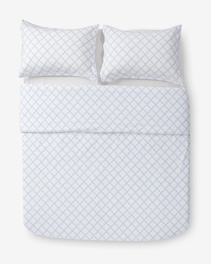 Amy Lattice Cotton Percale Duvet Set Magnolia White Multi - Draper James