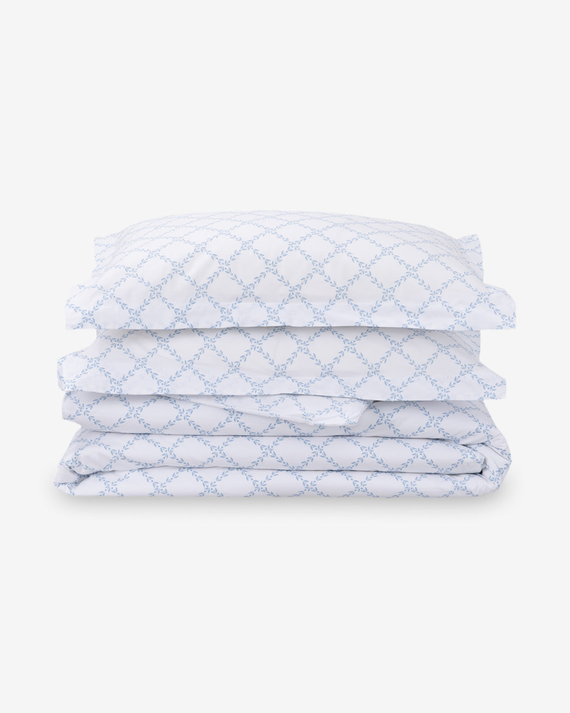 Amy Lattice Cotton Percale Duvet Set Magnolia White Multi - Draper James