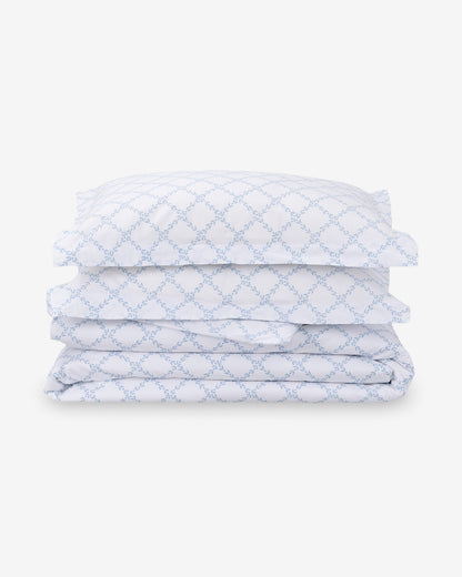 Amy Lattice Cotton Percale Duvet Set Magnolia White Multi - Draper James