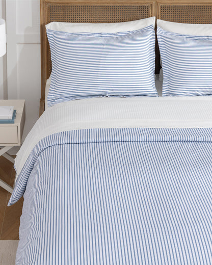 Amy Stripe Cotton Percale Duvet Set Blue Multi - Draper James